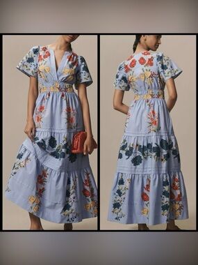 ANTHROPOLOGIE Somerset Floral Mini Midi Dress Size Small
